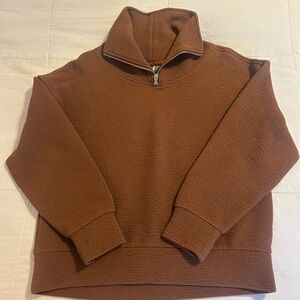 CALIA Brown Half-Zip Sweater Top